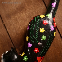 Сувенир &laquo;Кошечка черная в цветочек&raquo;, 8&times;4&times;39 см, дерево