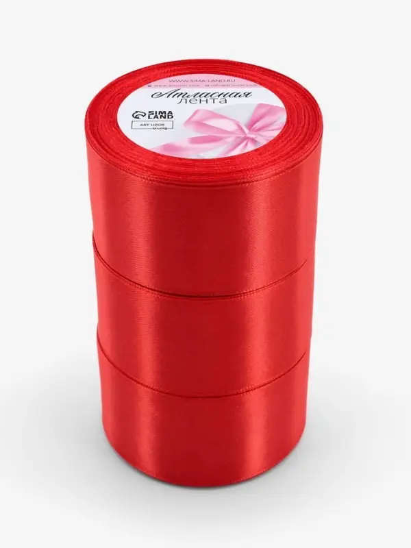 Набор лент атласных (3шт) 50мм*25&plusmn;1ярд(23м&plusmn;1м)  №26 красный ВБ АУ