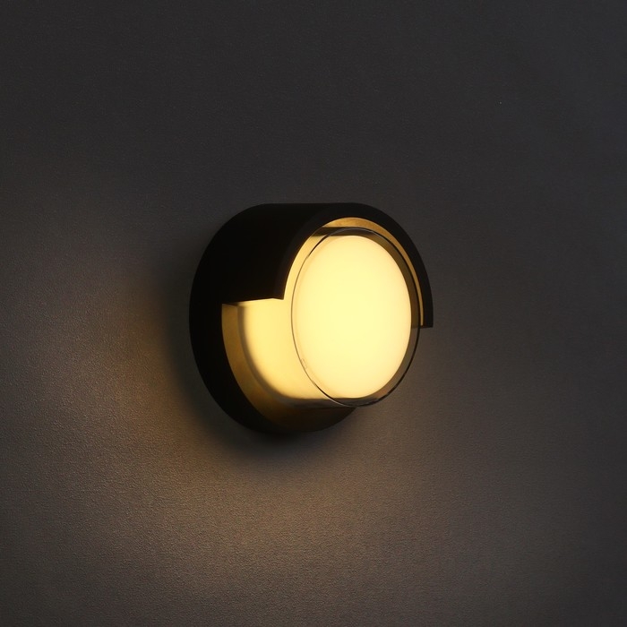 Светильник фасадный &laquo;Сити&raquo;, FSD-048, 10 Вт, 3000К, круг, IP65, 220 В, пластик, черный