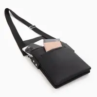 Сумка планшет муж, 19*2*23, 2 отд на молнии,  н/карм, длин рег ремень, черный