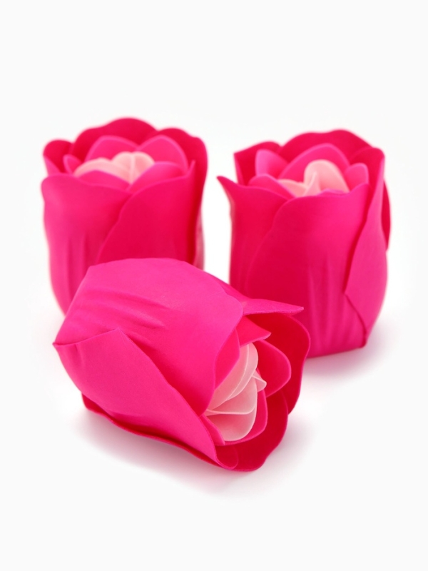 Набор мыльных роз в коробке 8 штук, розово-белые с зайчиком