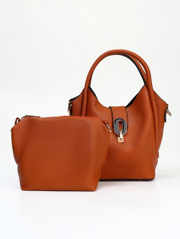 Сумка женская тоут на молнии, цвет рыжий