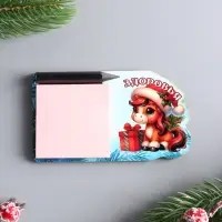 Магнит новогодний с блоком для заметок &laquo;Здоровья&raquo;, размер магнита 6&times;11 см