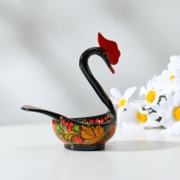 Конфетница &laquo;Лебедь&raquo;,14х11х7 см, хохлома