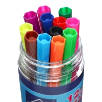 Фломастеры 12 цветов, в тубусе, синий "Мишка"