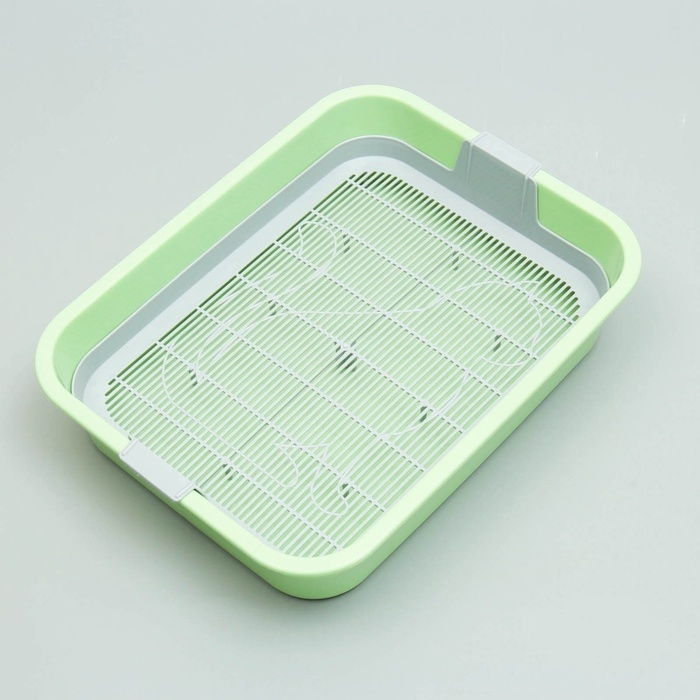 Туалет Туалет "Мур-мяу" для кошек, с сеткой, 33,2 х 25,6 х 7,2 см, зелёный