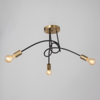 Люстра "Узел" 3х40Вт Е27 черный/латунь 52х52х36см