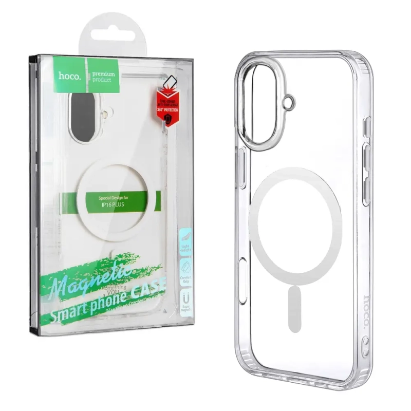 *Чехол iPh 16 Plus Hoco TPU прозрачный MagSafe