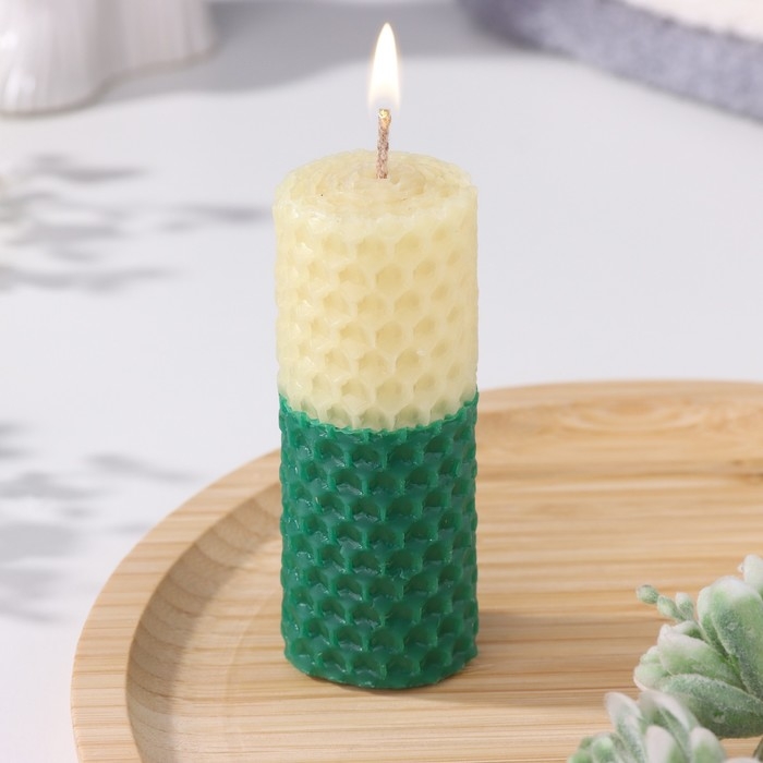 Свеча из вощины, медово-зеленые, 8 см