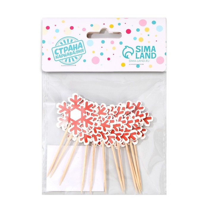 Шпажки для канапе &laquo;Снежинка&raquo;, набор 12 шт., цвет красный