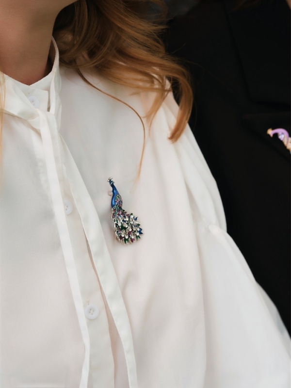 Брошь &laquo;Павлин роскошный&raquo; цветная в серебре