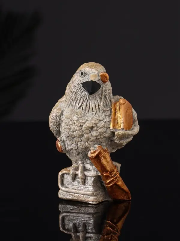 Фигура "Ворон с книгами" 8 см, серый с бронзой