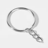 Основа для брелока d25мм с цепочкой набор 100 шт металл серебряный