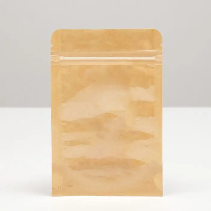Пакет Zip-lock Крафт с прозрачной стенкой 10 Х 13 + 2 см
