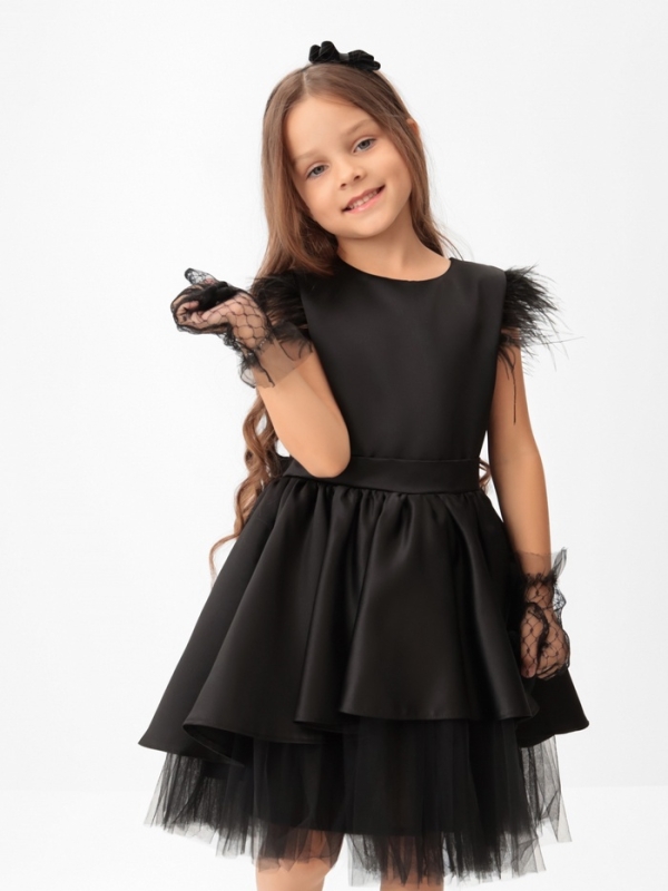 Платье нарядное детское KAFTAN, р.28 (86-92 см), черный Платье нарядное детское KAFTAN, р.28 (86-92 см), черный