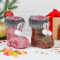 Конфетница &laquo;Сапожок&raquo;, с ёлочками, на завязках, цвета МИКС