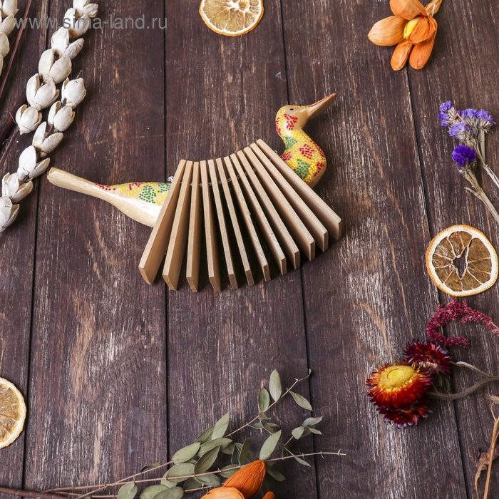 Сувенирный музыкальный инструмент "Трещотка крокодил пятнистый" дерево 4x27x9 см МИКС