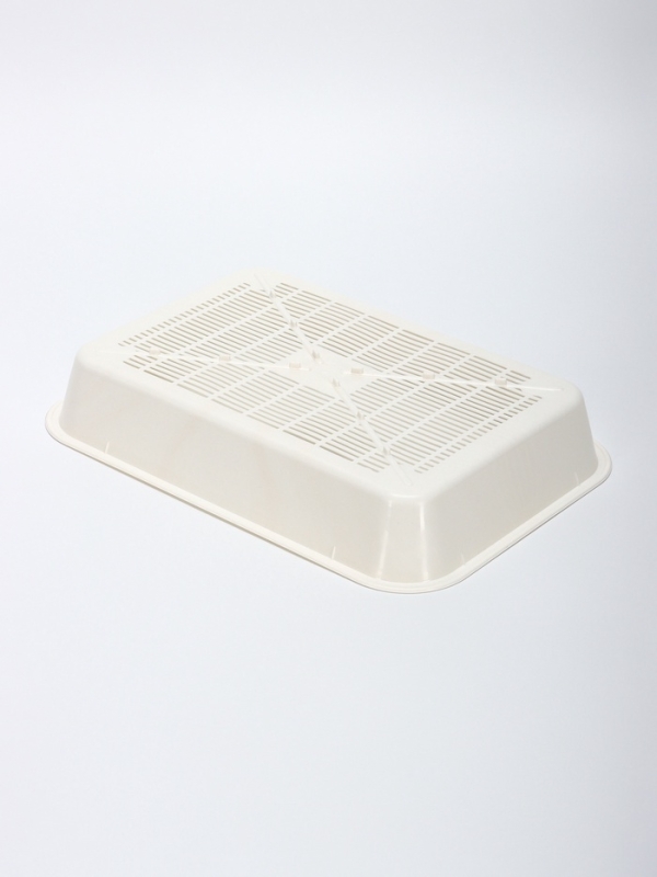 Туалет средний с бортом и сеткой 36 х 26 х 9,  см, лоток бежевый, сетка и борт белые