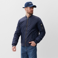 Бомбер мужской на молнии MIST, размер 52, синий Бомбер мужской на молнии MIST, размер 52, синий