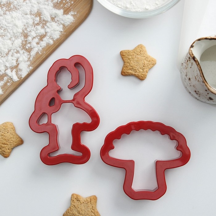 Набор форм для печенья Доляна &laquo;Балет&raquo;, 2 шт, пачка 8&times;7&times;2, балерина 8&times;5,5&times;2 см, цвет красный