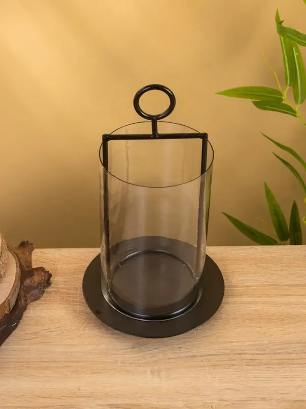 Подсвечник со стеклом "Гейт" алюминий 18х18х29 см