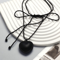 Портупея с кулоном &laquo;Сердечко&raquo; кожа, трансформер, чёрная, 150 см