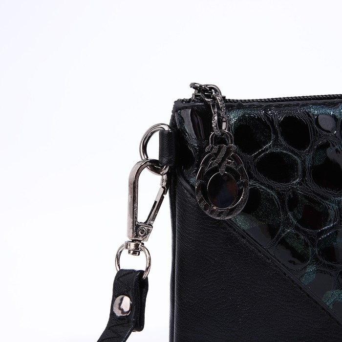 Сумка-клатч на молнии, цвет чёрный/зелёный Сумка-клатч на молнии, цвет чёрный/зелёный