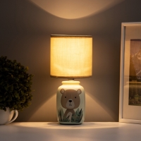 Настольная лампа с абажуром RISALUX &laquo;Мишка&raquo; детская,, Е14, 40 Вт, зелёный, 13&times;13&times;27 см