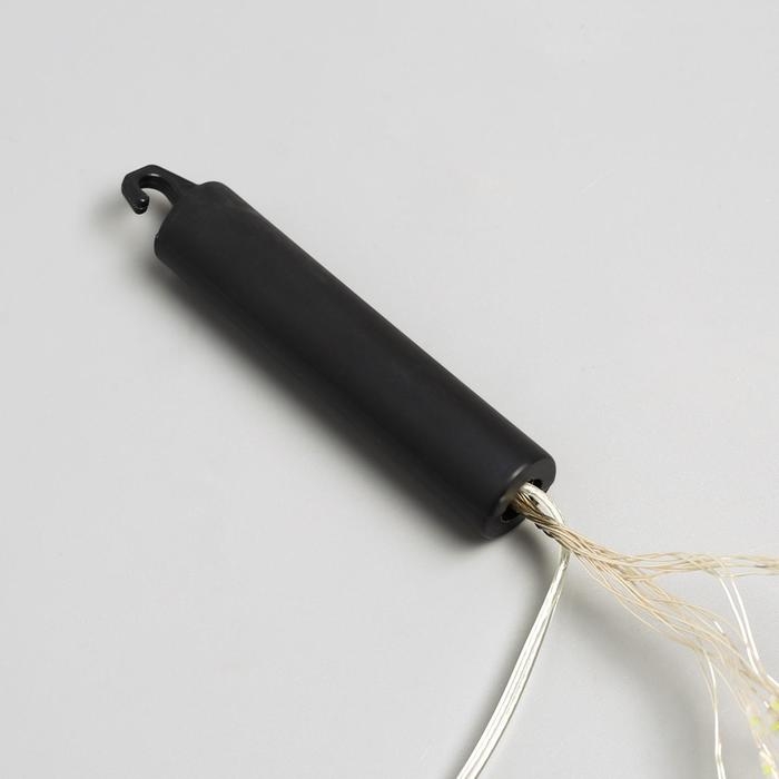 Гирлянда &laquo;Конский хвост&raquo; 10 нитей по 1 м, IP20, серебристая нить, 100 LED, 2 режима, батарейки AAх3 (нет в комплекте), свечение тёплое белое