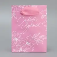 Пакет подарочный ламинированный, упаковка, &laquo;Самой лучшей&raquo;, 9 х 12 х 6.5 см