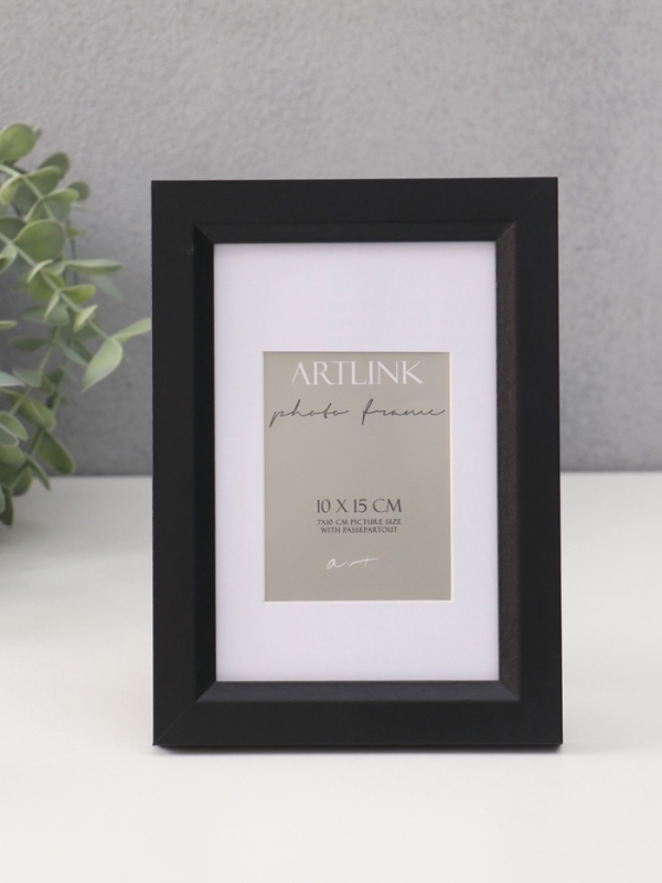 Фоторамка МДФ "Anna" 10х15 см,с паспарту (7х10 см), чёрный (пластиковый экран)