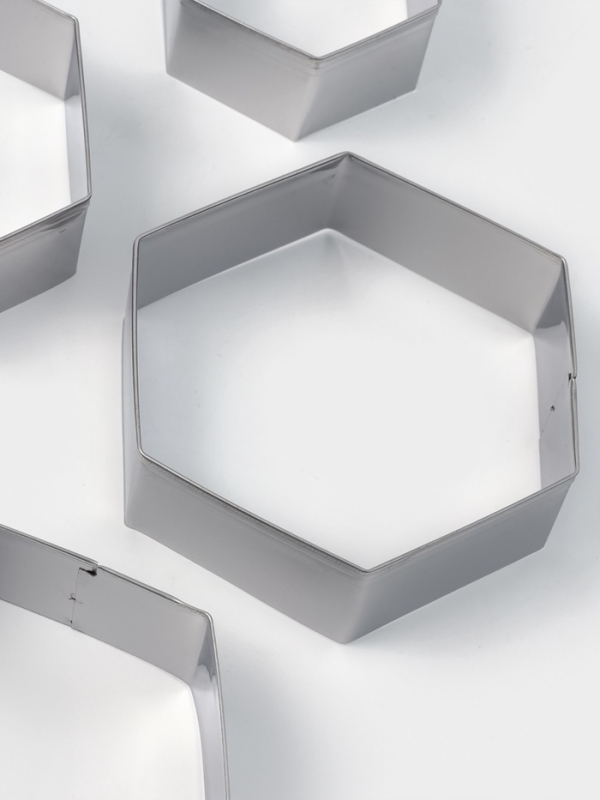 Формы печенья Доляна &laquo;Шестиугольник&raquo;, набор 5 шт., 9.6&times;8.3&times;2.5 см, нержавеющая сталь, серебристые