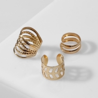 Серьги &laquo;Каффы&raquo; набор 3 шт, линии, цвет золото