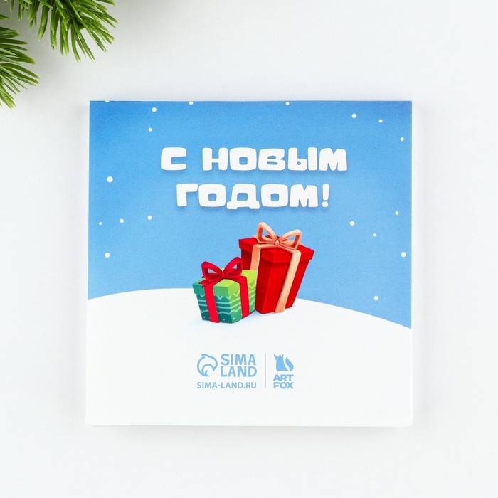 Подарочный набор новогодний, блокнот и восковые мелки &laquo;С новым годом&raquo;