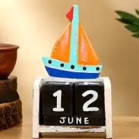 Календарь настольный "Парусник" дерево 11х5х16 см, цв. оранжевый