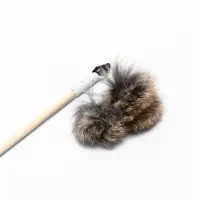 Дразнилка-удочка "Меховой пушок на трех резинках", на деревянной палочке 50 см