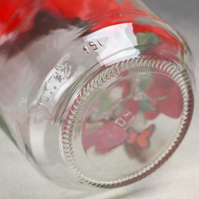 Кувшин &laquo;Вишня на ветке&raquo;, стеклянный, 1.5 л, с крышкой, цвет микс