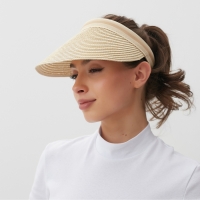 Козырёк женский плетёный MINAKU цвет молочный, р-р  56-58