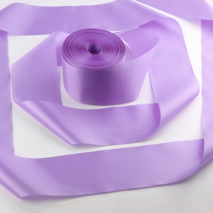 Лента атласная, 100 мм &times; 100 &plusmn; 5 м, цвет сиреневый