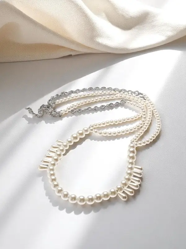 Бодичейн женская &laquo;Жемчуг&raquo; капли, белый в серебре