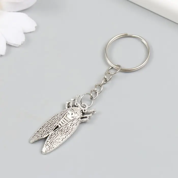 Брелок металл "Цикада" серебро 1,5х3,6 см