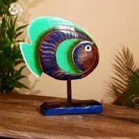 Сувенир "Рыба синяя" дерево на подставке 25х7х33 см