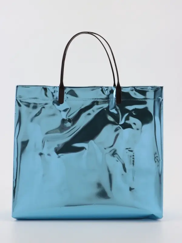 Пакет подарочный ПВХ, голография, голубой, пластиковая ручка, 26&times;22.5&times;10 см