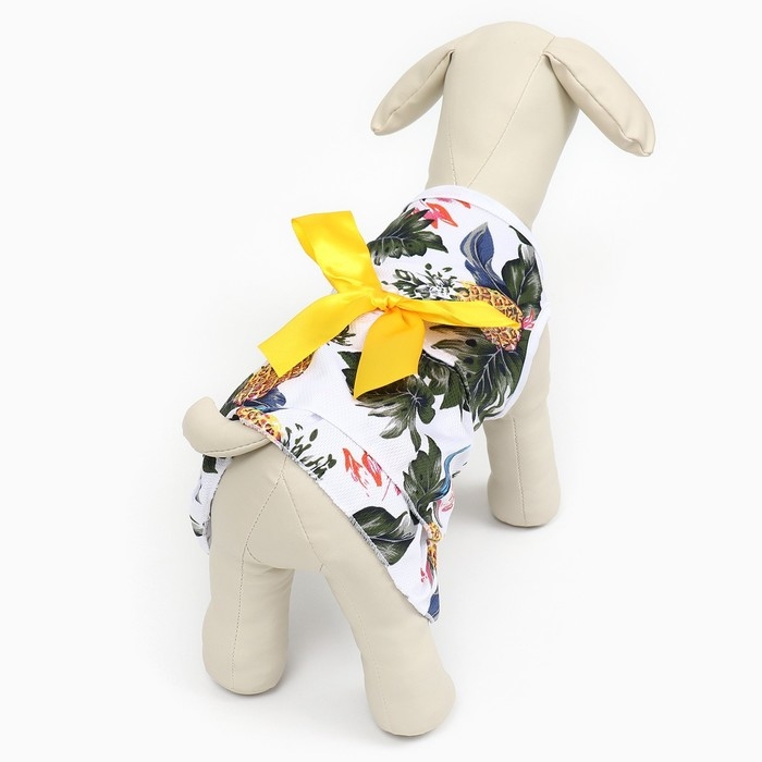 Платье для животных Тропики, S (ДС 25, ОГ 35 см), белое