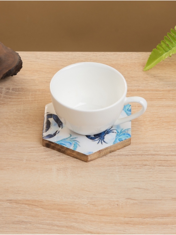 Подставка под горячее (набор 4 шт) "Крабы" дерево манго 15х13х5 см