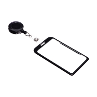 Бейдж-карман вертикальный внешний 96*56мм, внут 85*54мм, металл, черный, рулетка 40см