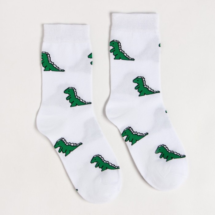 Носки &laquo;Динозаврики&raquo;, цвет белый, размер 25-27 (40-42)
