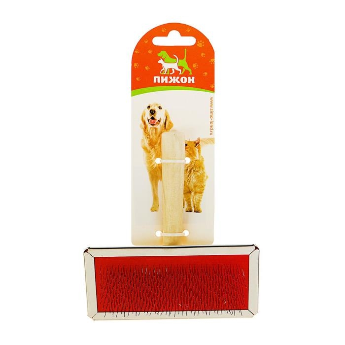 Пуходерка Wood большая узкая без капель, деревянная ручка, 12 х 13 см, микс