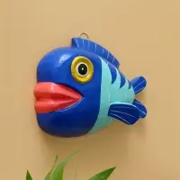 Панно "Рыба-клоун" дерево 20х16х4 см, цв. сине-бирюзовый