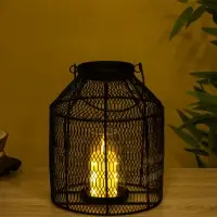 Подсвечник фонарь со стеклянной колбой 20х20х26 см, d 9 см, металл, цв. черный